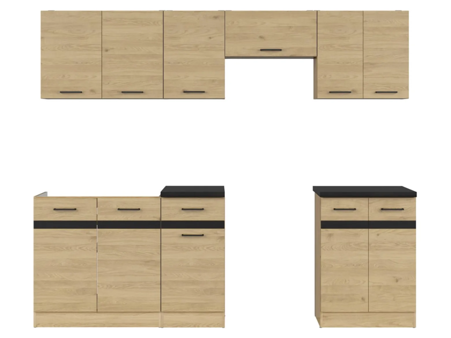 Komplet kuchenny Junona Line 240 cm dąb bernstein z blatem