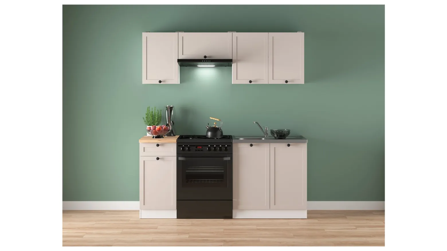 Komplet kuchenny Junona Line 180 cm biały/uni kaszmir z blatem