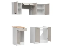 Komplet kuchenny Junona Line 180 cm biały/uni kaszmir z blatem