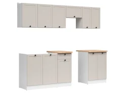 Komplet kuchenny Junona Line 230 cm biały/uni kaszmir z blatem