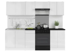 Komplet kuchenny Junona Line 240 cm biały połysk bez blatu
