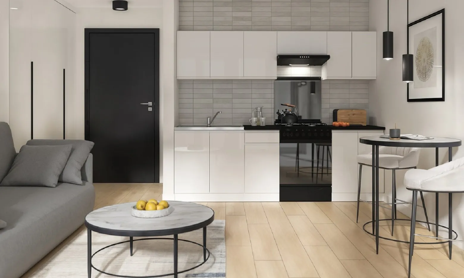 Komplet kuchenny Junona Line 240 cm biały połysk bez blatu