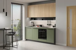 Komplet kuchenny Milino Small 210 cm z blatem zielony/dąb barbera piaskowy/beton jasny
