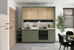 Komplet kuchenny Milino Small 210 cm z blatem zielony/dąb barbera piaskowy/beton jasny