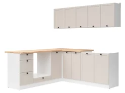 Komplet kuchenny narożny Junona Line 200x200 biały/uni kaszmir z blatem