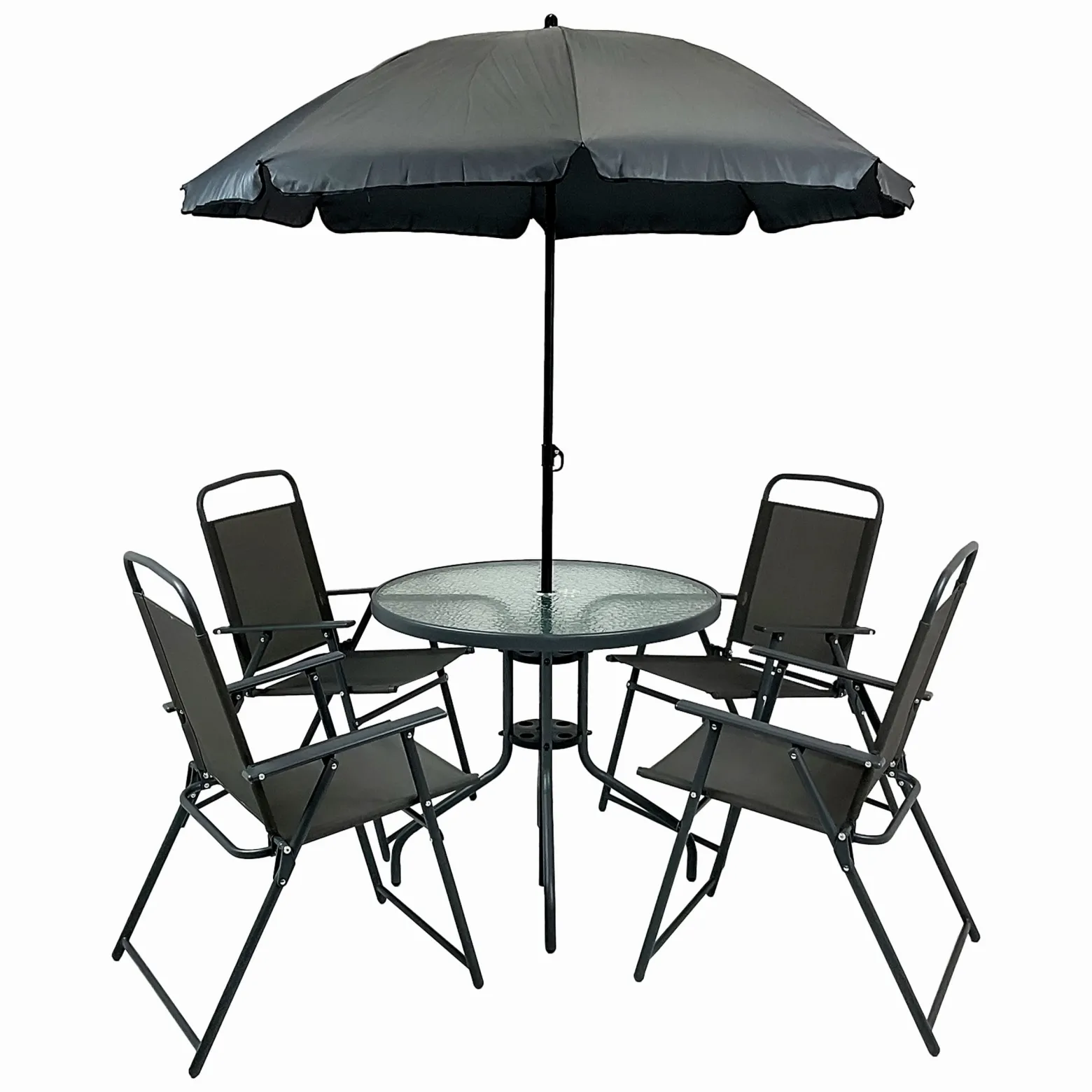 Komplet mebli ogrodowych balkon ogród taras stół parasol Chile 4os szary