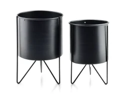 Komplet 2 metalowych osłonek na stojaku Swen Black czarny 18 i 16 cm