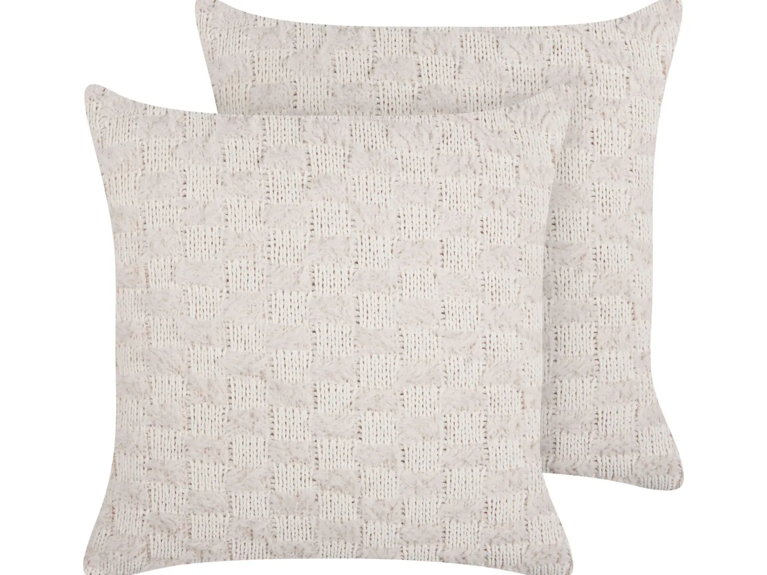 Komplet 2 poduszek pleciona 45 x 45 cm beżowe