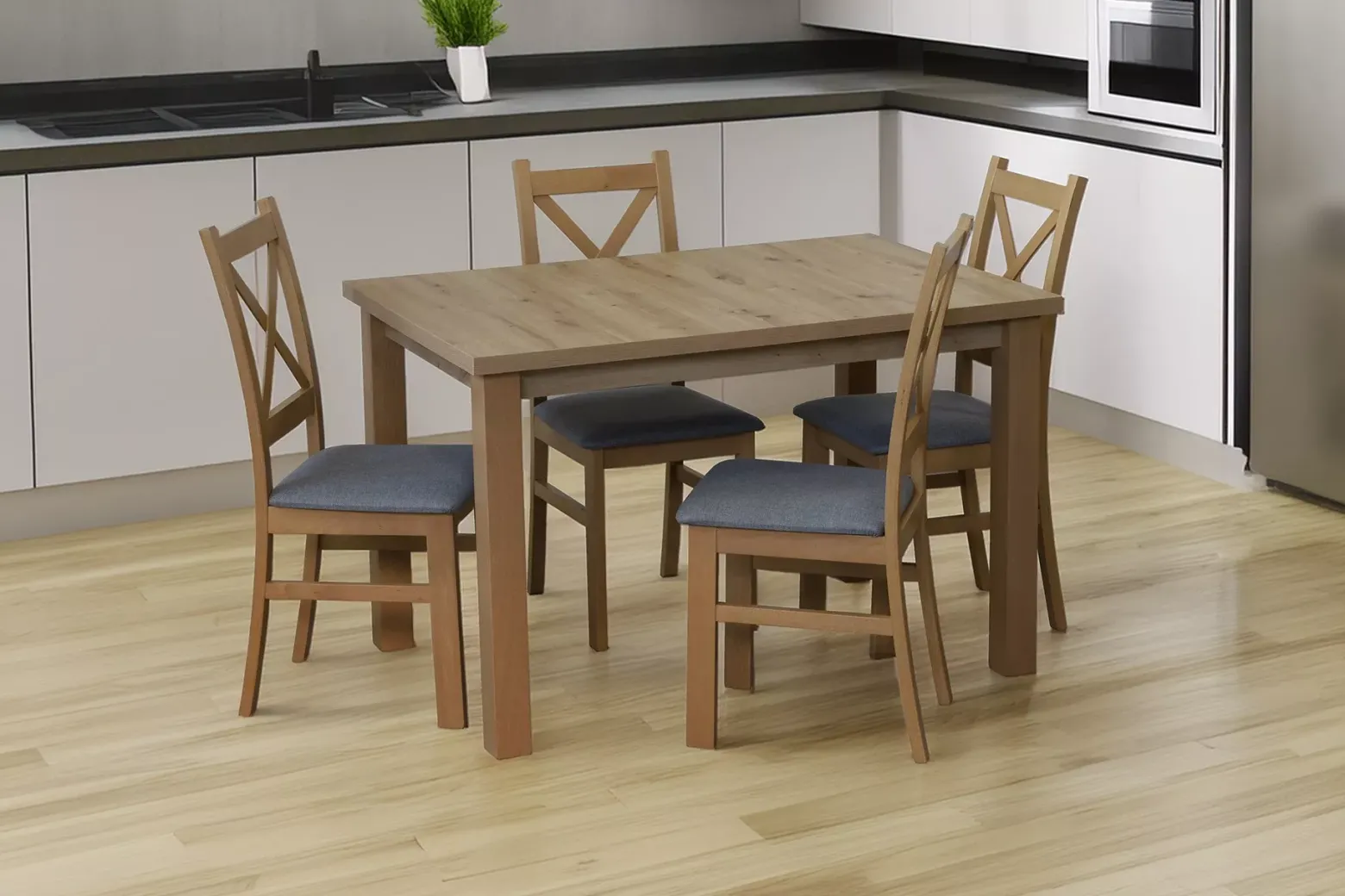 Komplet stół 120x80 z 4 krzesłami M008-4 Dąb Artisan
