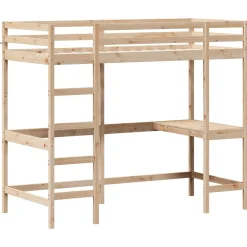 Łóżko na antresoli z biurkiem 100x200 cm lite drewno sosnowe