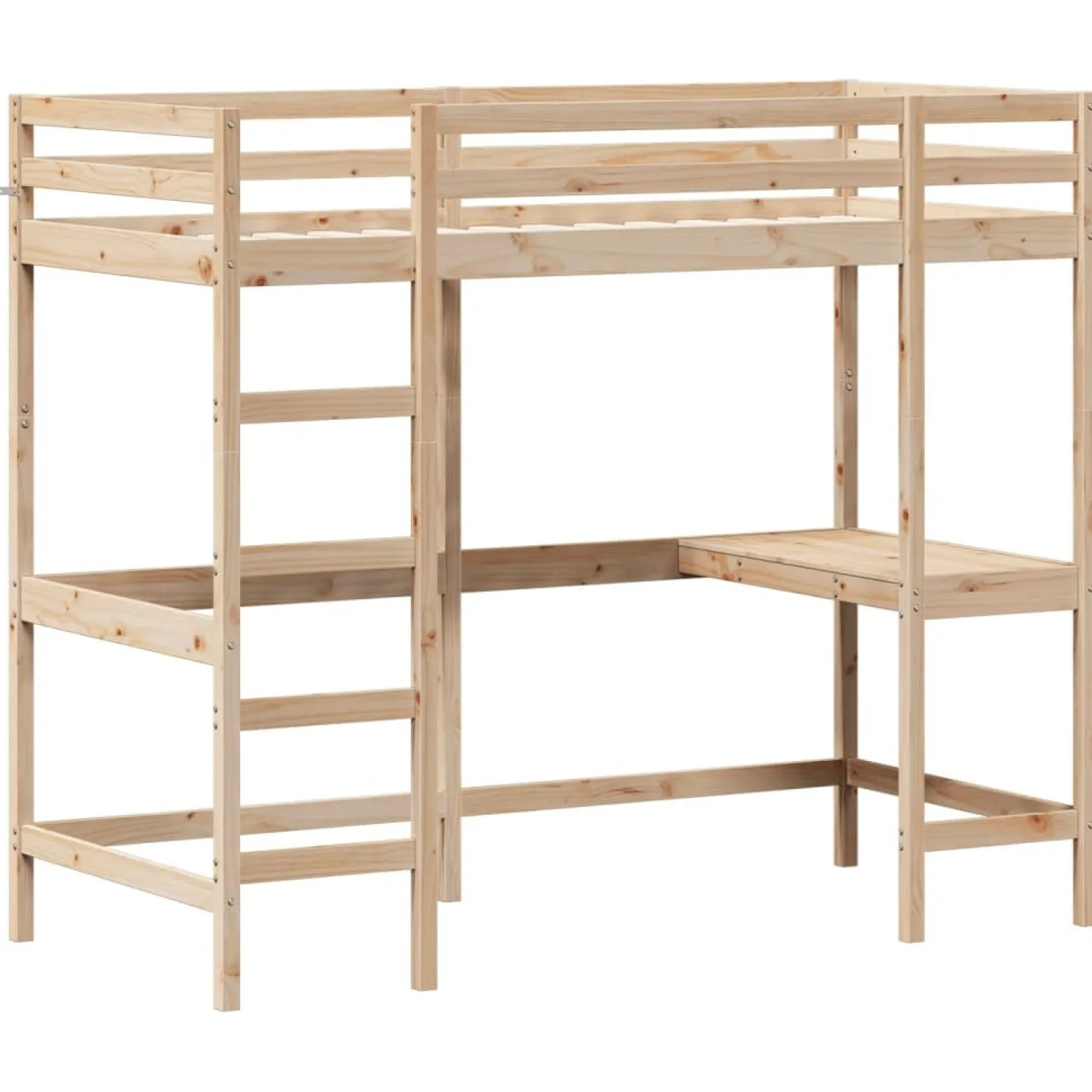 Łóżko na antresoli z biurkiem 100x200 cm lite drewno sosnowe