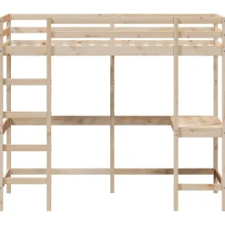 Łóżko na antresoli z biurkiem 100x200 cm lite drewno sosnowe