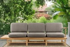KONSIMO ATREDA Sofa do ogrodu/na taras z półką, szara, boho szer.245 cm