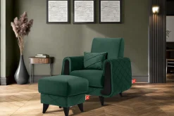 KONSIMO GUSTAVO III Mały welurowy podnóżek ze schowkiem i przeszyciami