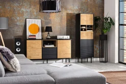 KONSIMO LOFTY Szafka pod telewizor na wysokich czarnych nóżkach loft