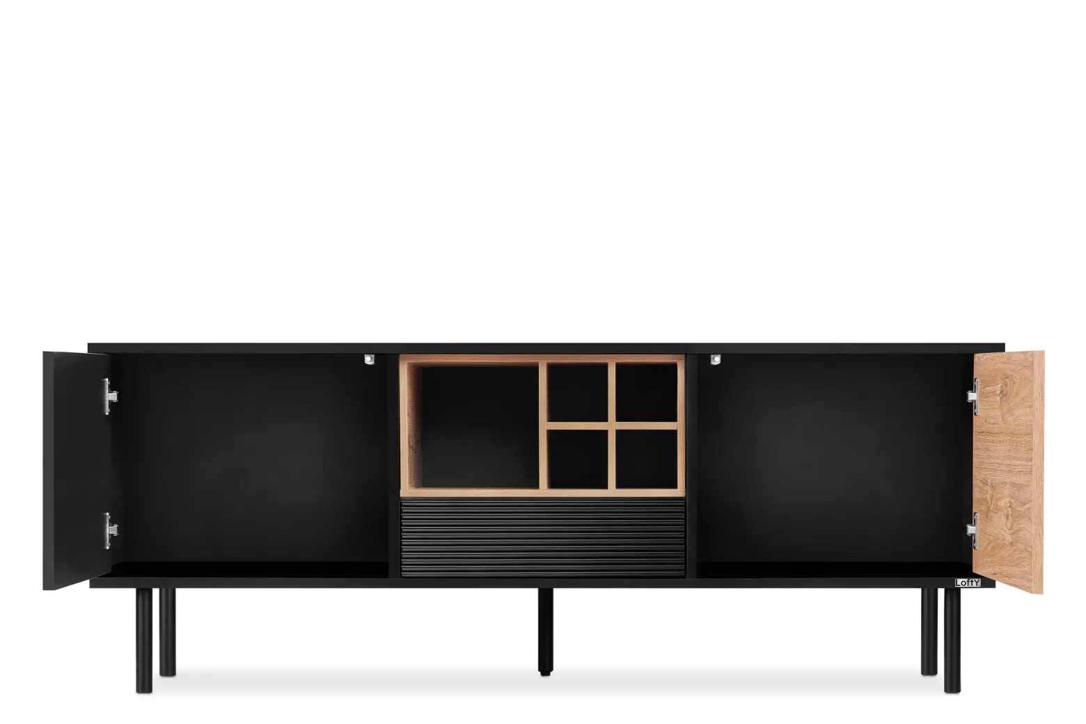 KONSIMO LOFTY Szafka pod telewizor na wysokich czarnych nóżkach loft