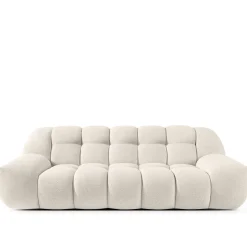 KONSIMO VENA Zestaw mebli sofa 2os. fotel i puf, japandi, tkanina boucle