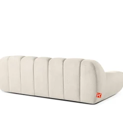 KONSIMO VENA Zestaw mebli sofa 2os. fotel i puf, japandi, tkanina boucle