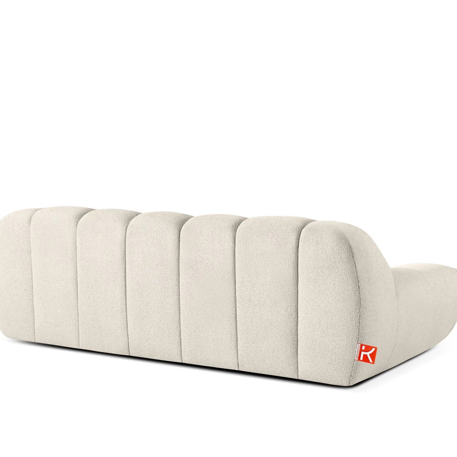 KONSIMO VENA Zestaw mebli sofa 2os. fotel i puf, japandi, tkanina boucle