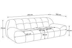 KONSIMO VENA Zestaw mebli sofa 2os. fotel i puf, japandi, tkanina boucle