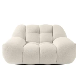 KONSIMO VENA Zestaw mebli sofa 2os. fotel i puf, japandi, tkanina boucle