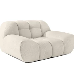 KONSIMO VENA Zestaw mebli sofa 2os. fotel i puf, japandi, tkanina boucle