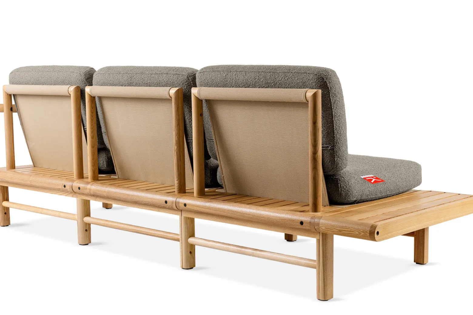 KONSIMO ATREDA Sofa do ogrodu/na taras z półką, szara, boho szer.245 cm