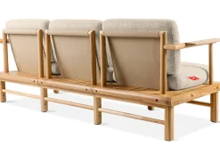 KONSIMO ATREDA Sofa ogrodowa 3-osobowa, kremowa, drewno jesionowe