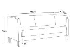 KONSIMO ESPECTO Sofa trzyosobowa z ekoskóry do salonu, szara