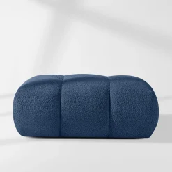 KONSIMO LIRA Puf tapicerowany tkanina boucle, z pikowaniami, styl japandi