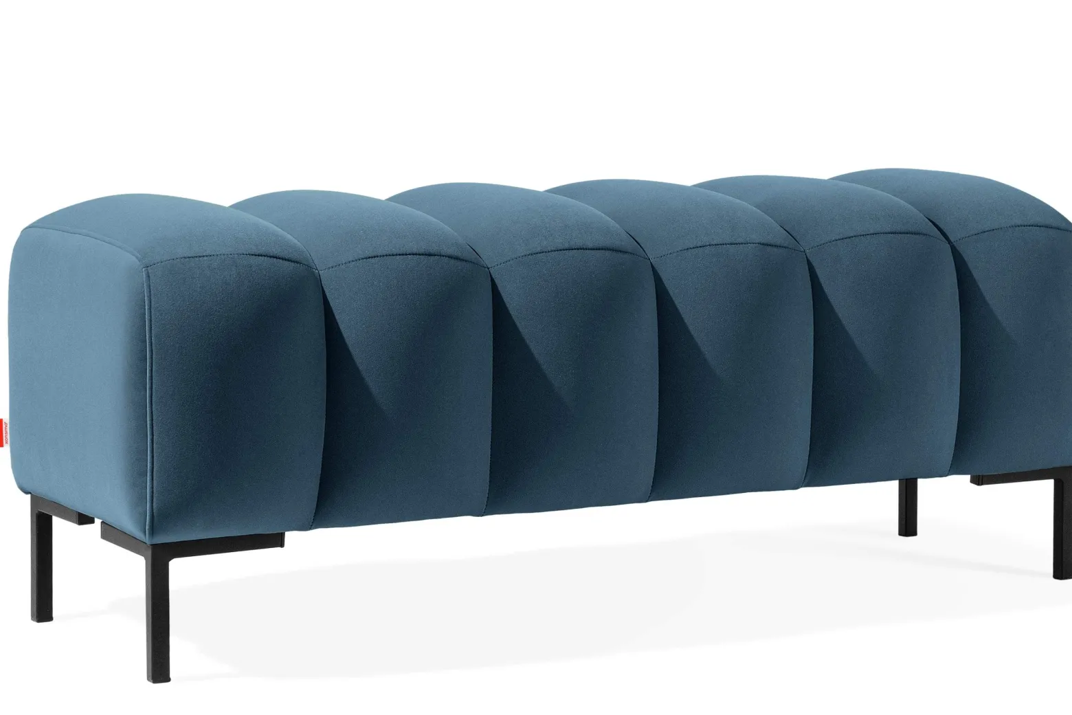 KONSIMO PECCO Pufa na korytarz 120 cm welur, do sypialni, metalowe nóżki