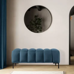 KONSIMO PECCO Pufa na korytarz 120 cm welur, do sypialni, metalowe nóżki