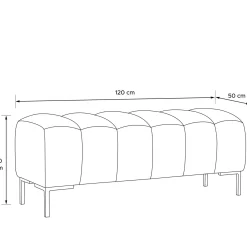 KONSIMO PECCO Pufa na korytarz 120 cm welur, do sypialni, metalowe nóżki