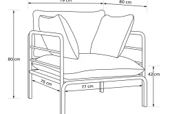 KONSIMO RAMBE Zestaw mebli ogrodowych 2x fotel + sofa trzyosobowa + stolik
