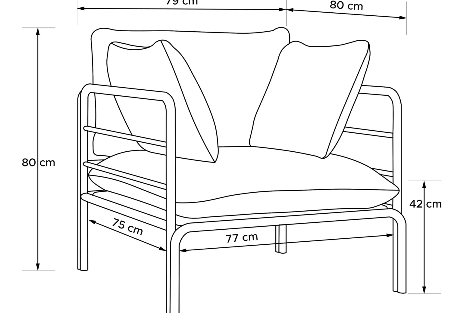 KONSIMO RAMBE Zestaw mebli ogrodowych 2x fotel + sofa trzyosobowa + stolik