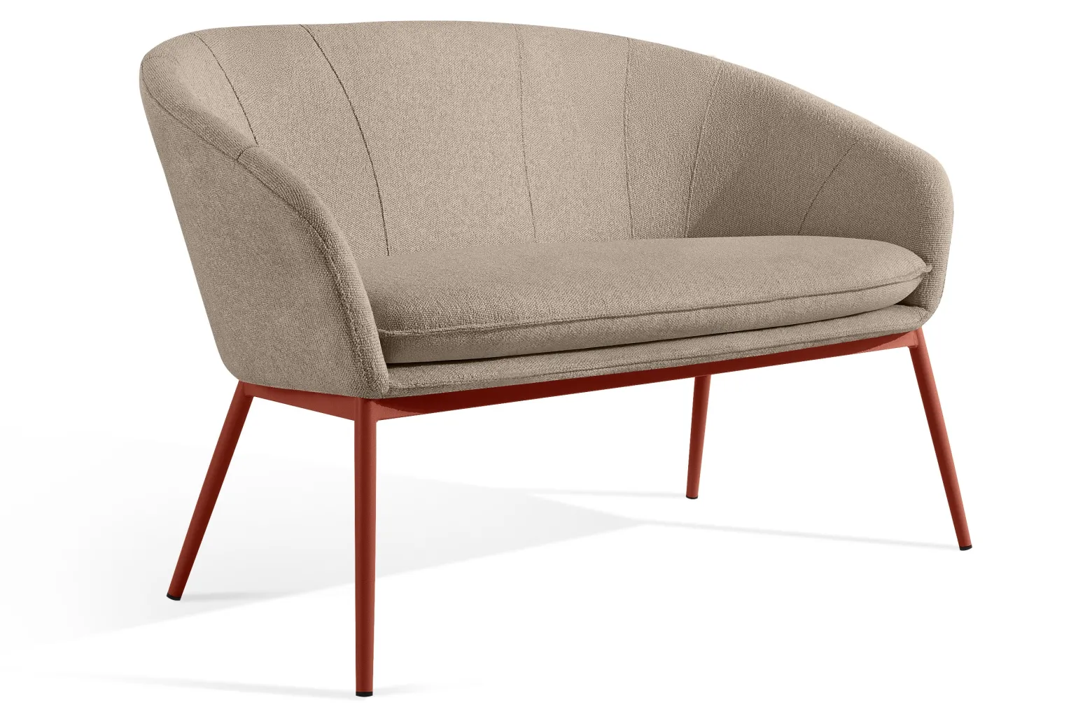 KONSIMO SOLIS Sofa jasnobrązowa na ogród/taras, stalowe nóżki, japandi