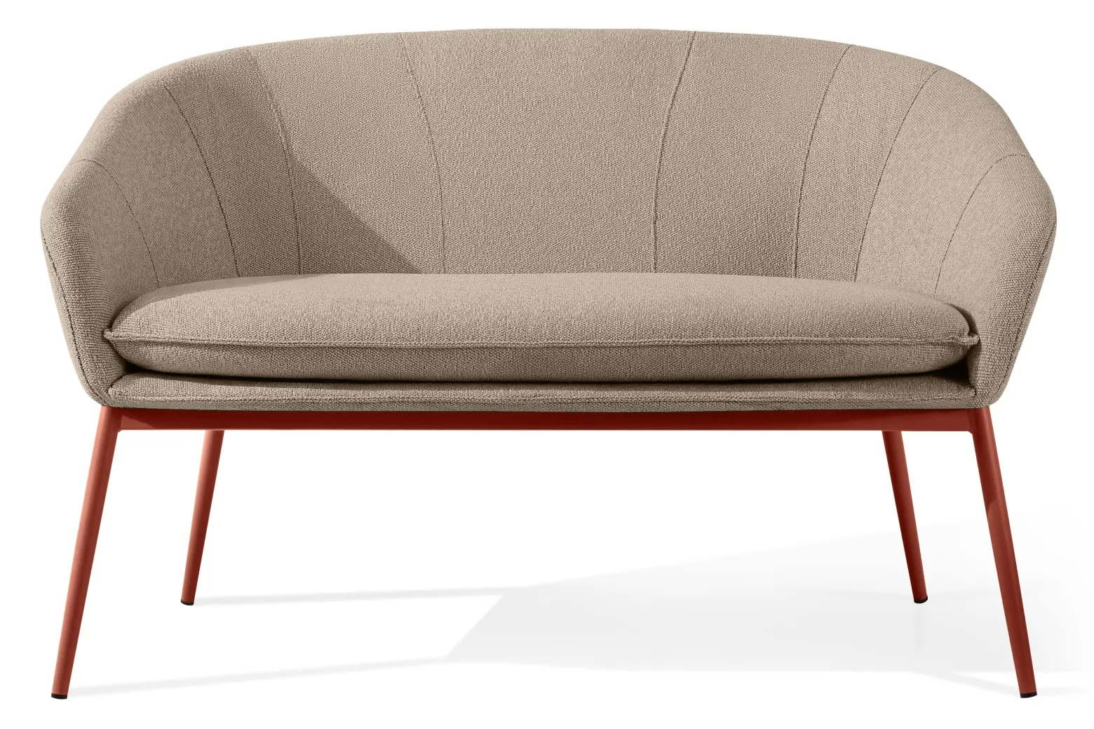 KONSIMO SOLIS Sofa jasnobrązowa na ogród/taras, stalowe nóżki, japandi