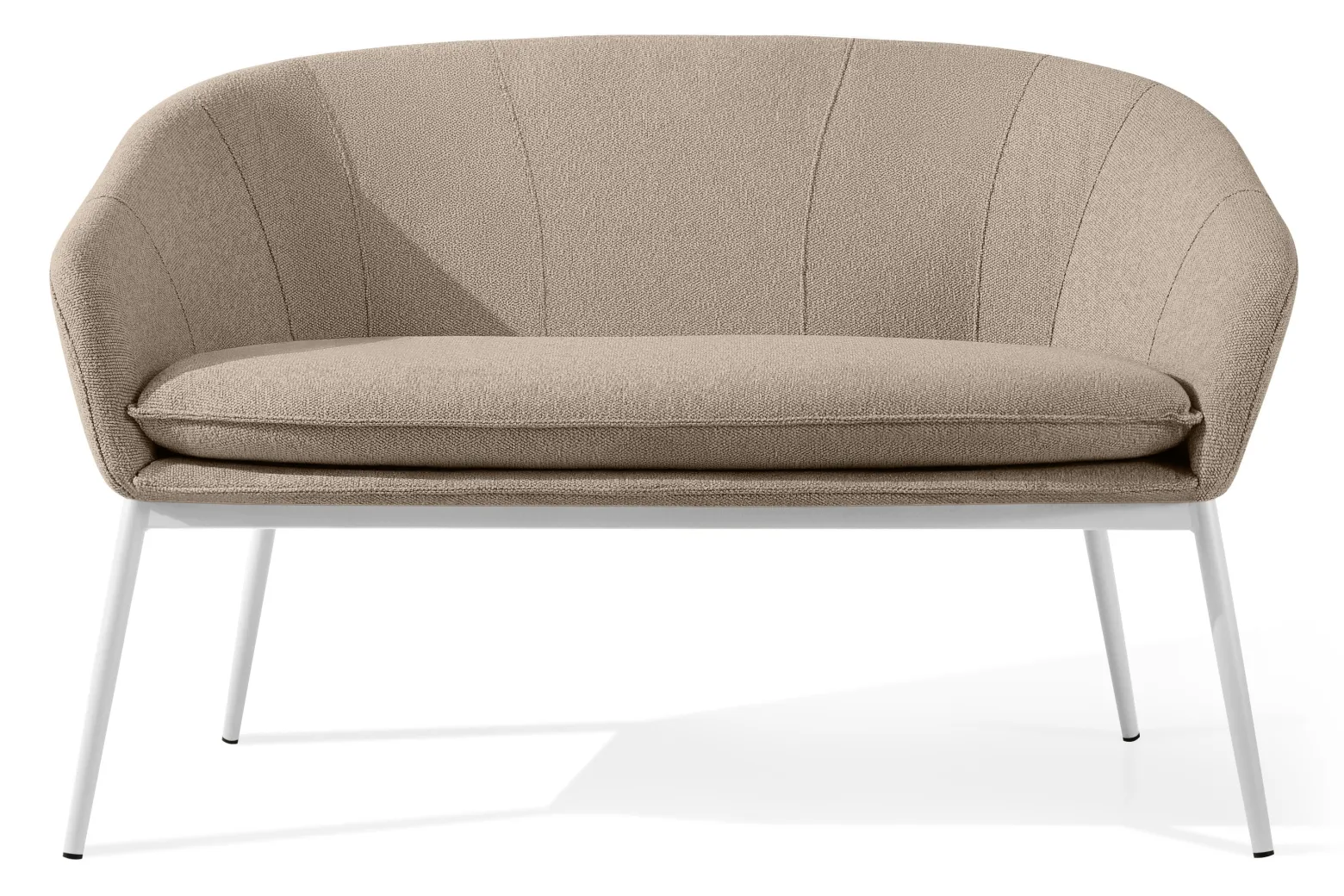 KONSIMO SOLIS Sofa tapicerowana wodoodporna jasnobrązowa, białe nóżki