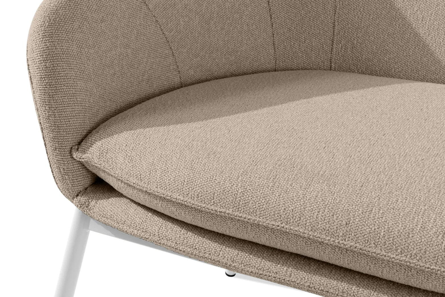 KONSIMO SOLIS Sofa tapicerowana wodoodporna jasnobrązowa, białe nóżki