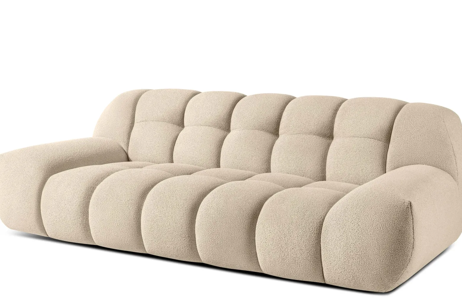 KONSIMO VENA Sofa dwuosobowa styl japandi, efekt "bubble" tkanina boucle