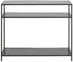 KONSOLA Seaford czarna 3 PÓŁKI Z MDF metalowa konstrukcja