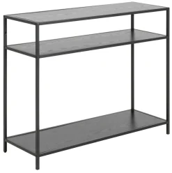 KONSOLA Seaford czarna 3 PÓŁKI Z MDF metalowa konstrukcja