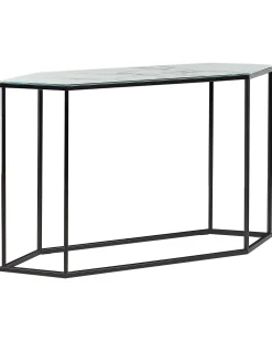 Konsola stolik 120 x 35 cm blat marmur biały czerń