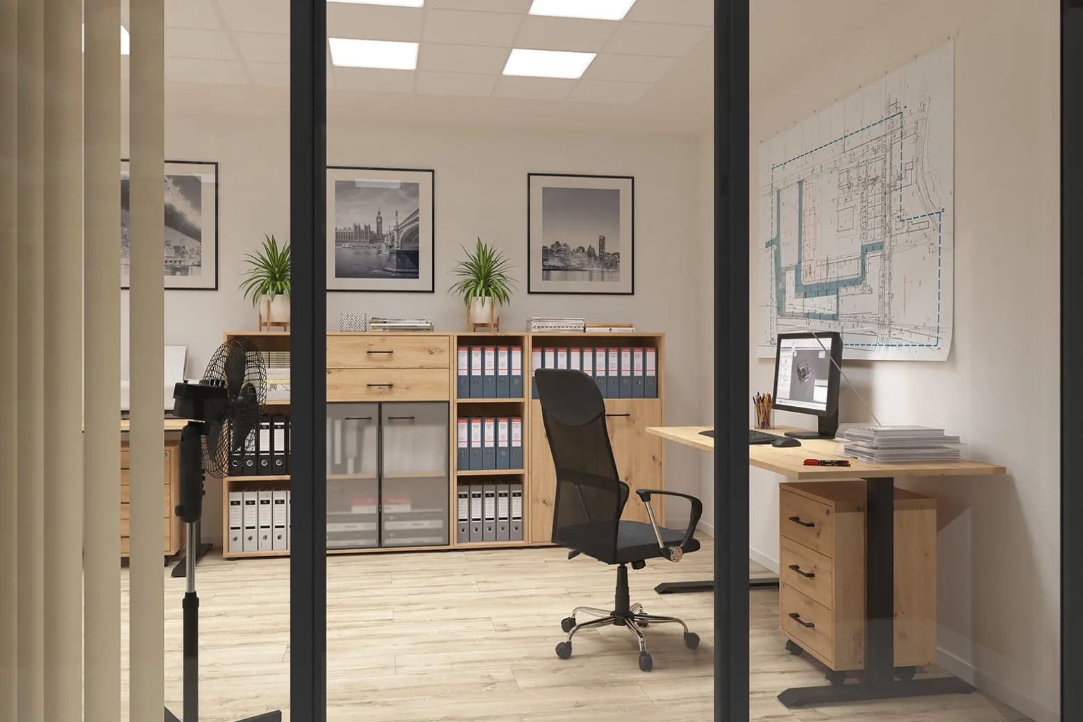 Kontenerek Space Office 50 cm z 4 szufladami dąb artisan