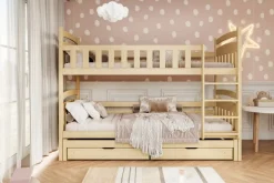 Łóżko piętrowe JULITA 160x80 sosna drewniane bez szuflady/bez materaca