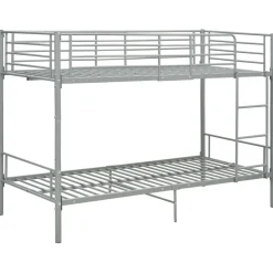 Łóżko piętrowe, szare, metalowe, 90 x 200 cm