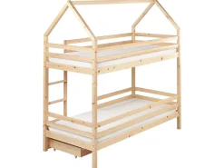 Łóżko piętrowe z szufladami 90x200 jasnobrązowe