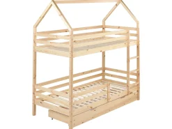 Łóżko piętrowe z szufladami 90x200 jasnobrązowe