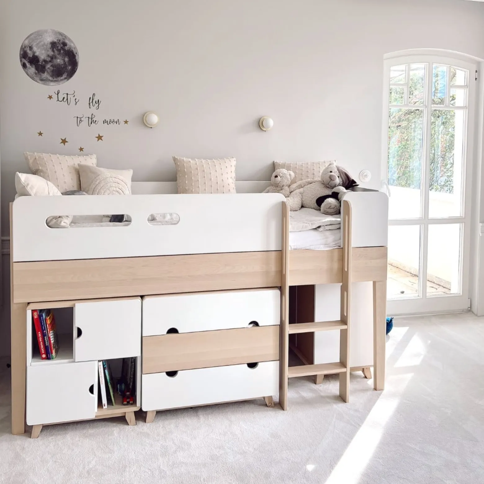 Łóżko podniesione Minimondo Białe 90 x 200