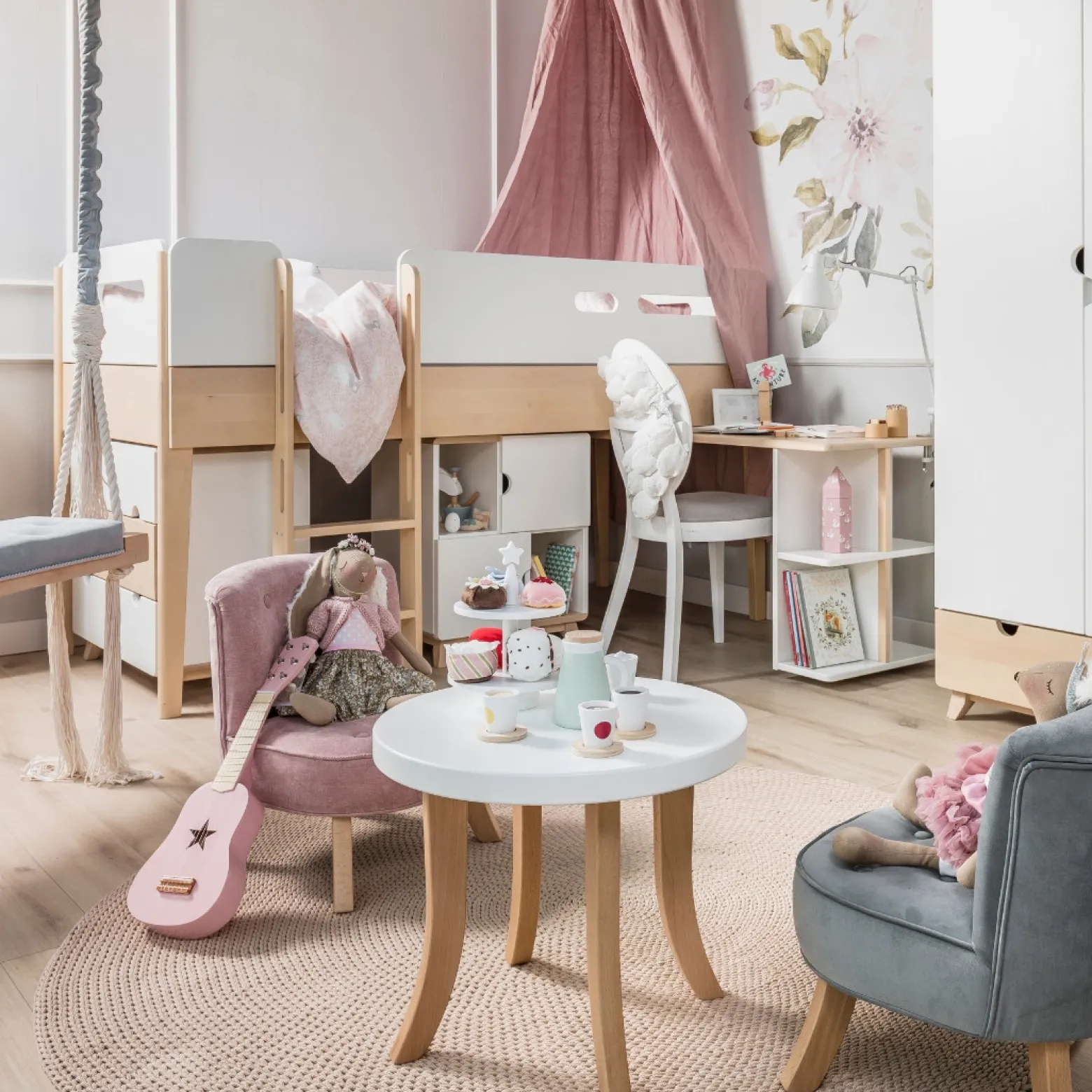 Łóżko podniesione Minimondo Białe 90 x 200